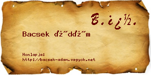 Bacsek Ádám névjegykártya